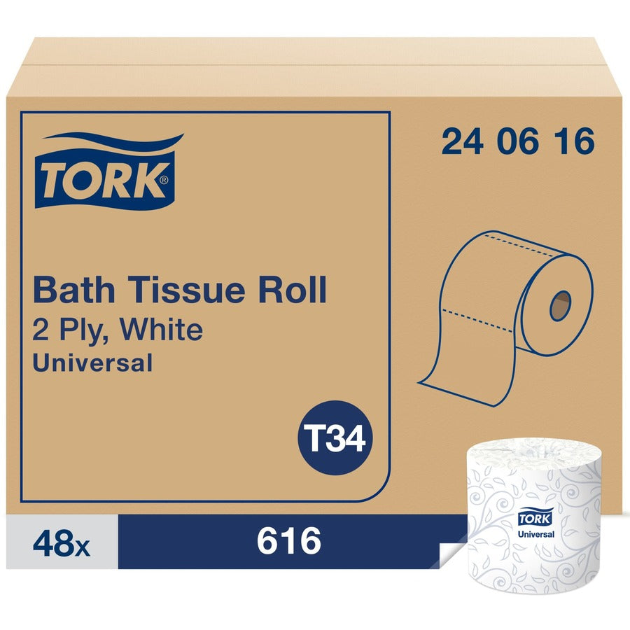 TORK Toilet Paper, 2 Ply, 616 Sheets/Roll, 48 Rolls/Carton