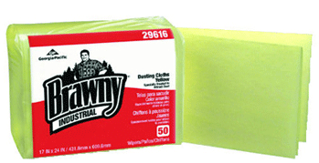 Brawny Industrial Dusting Cloth, Yellow, 17x24", 50 cloths/wrap, 4/cs