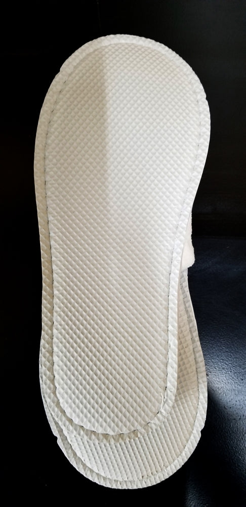 Closed Toe Waffle Slippers, White, 100 pair/cs