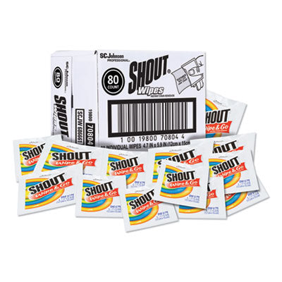 Shout Wipe and Go Instant Stain Remover, 80 Packets/Carton