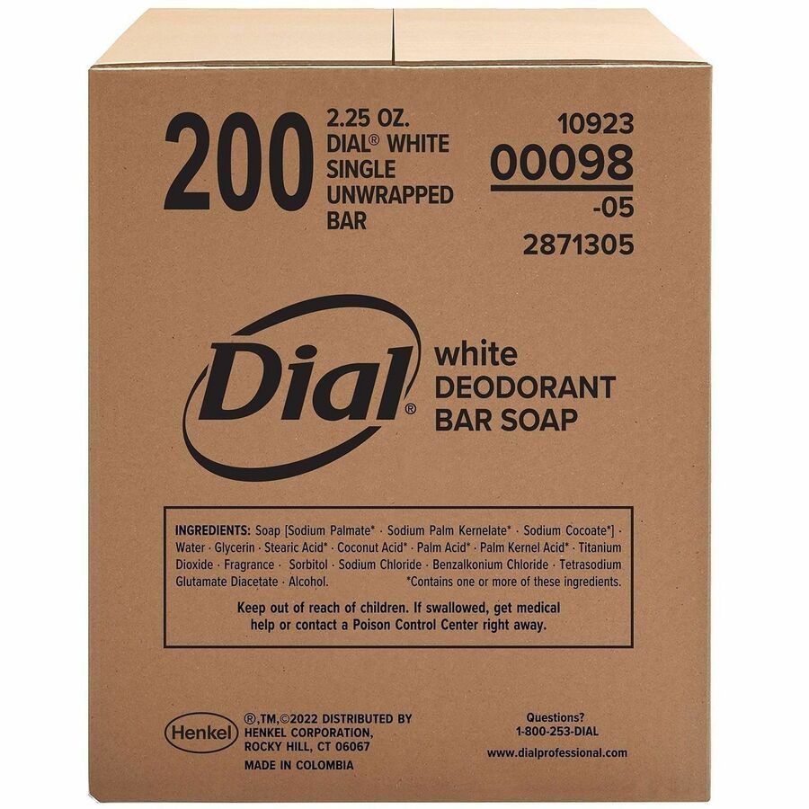 Dial Professional Bar Soap, Unwrapped, 2.25oz, 200/Case