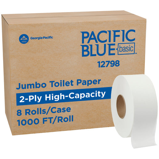 Pacific Blue Jumbo Toilet Paper, 1000ft, 8/Carton