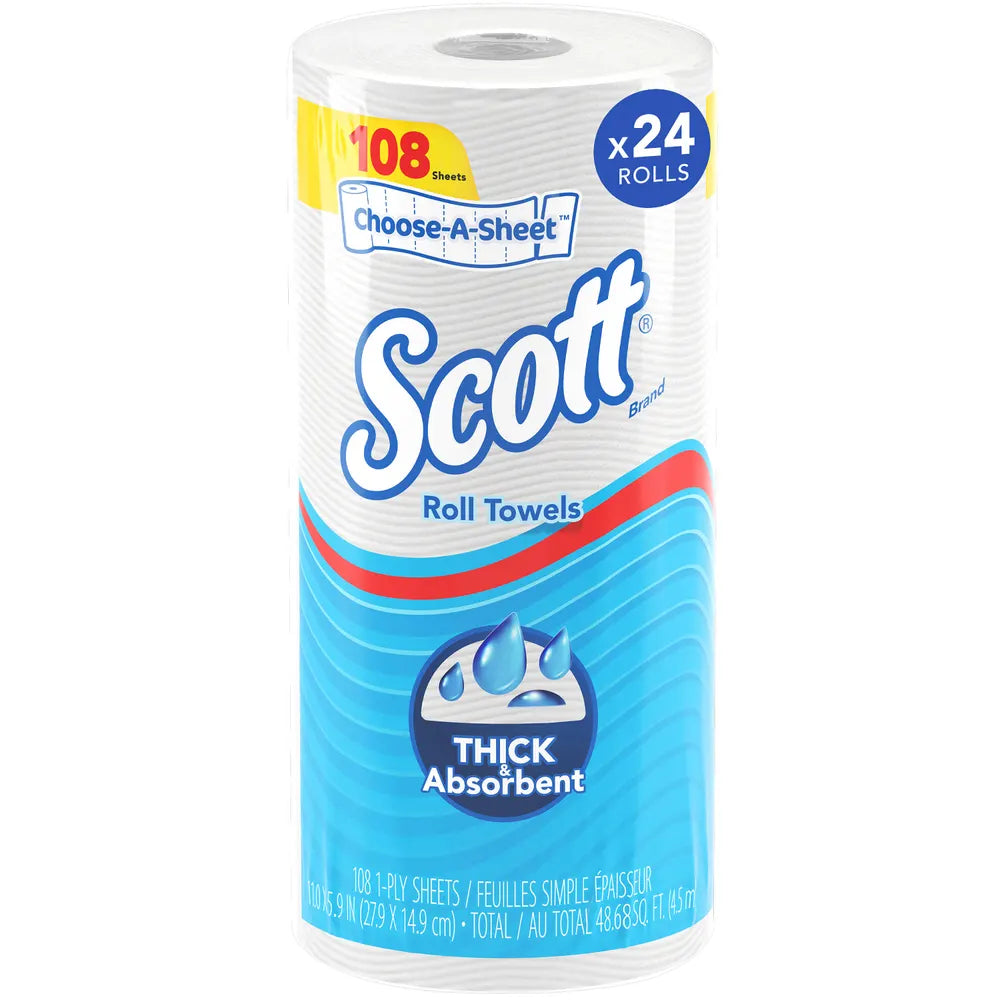 Scott Choose-A-Sheet Paper Towels, 108 Sheets/Roll, 24 Rolls/Carton