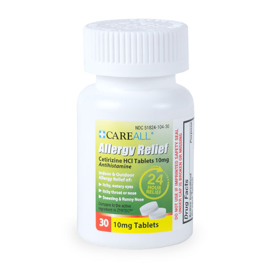 Cetirizine 10 mg, 30 Count Allergy Relief Tablets, 24/cs