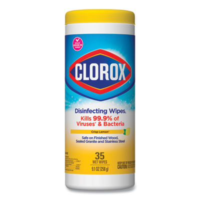 Clorox Disinfecting Wipes, Lemon Scent, 35 count, 12/cs