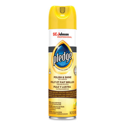 Pledge Furniture Polish, Lemon, 14.2 oz Aerosol Spray, 6/Carton