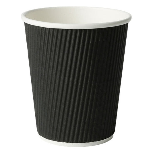 Ripple Cup, Black, Wrapped, 12oz, 900/cs