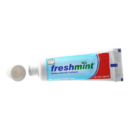 Freshmint Anticavity Toothpaste with foil safety seal, 0.85 oz tubes, 144/cs