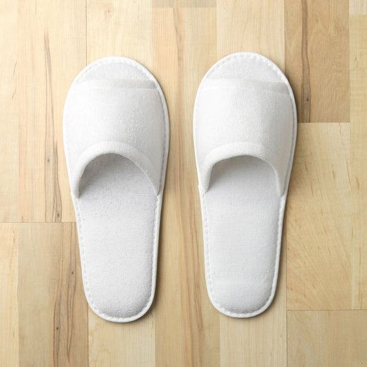 Terry Open Toe Slipper, White, 100 pair/cs