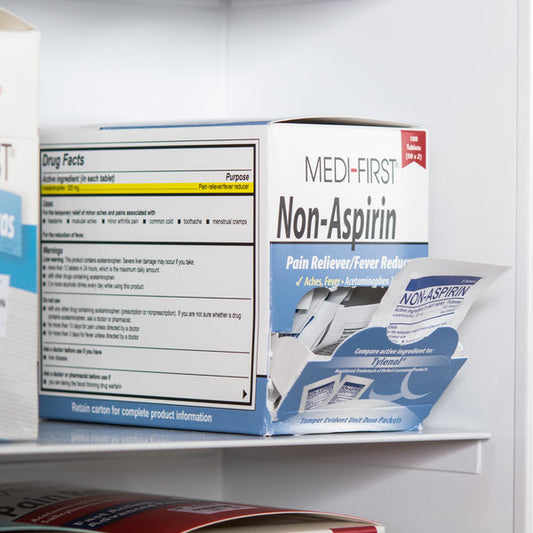 Non-Aspirin Acetaminophen Medication, Two-Pack, 50 Packs/Box