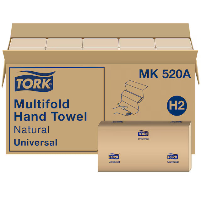 TORK Multifold Paper Towel, Natural, 250 Sheets/Pack, 16 Packs/Carton